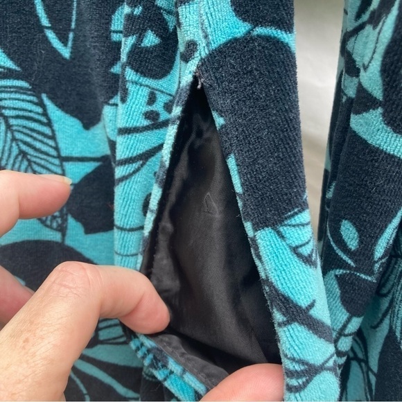 Kaktus Zipper Jacket Blue with Floral Pattern, Size Large - Picture 4 of 7